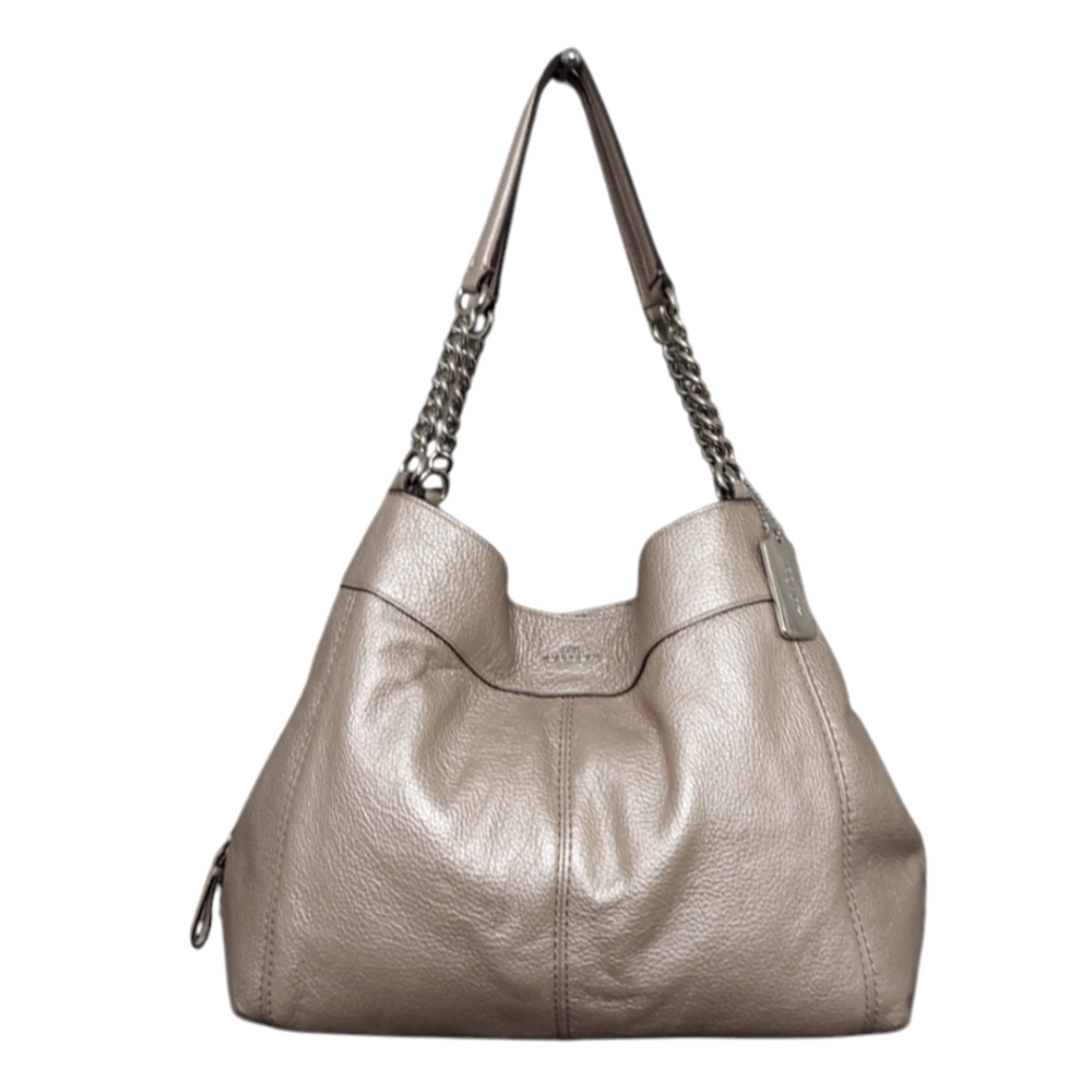 Coach Lexy Champagne Leather Three Compartment Shoulder Bag EUC  No F32150 - Picture 2 of 8